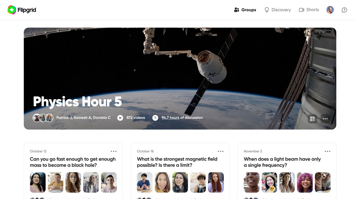 MicrosoftFlip's tweet photo. How fresh? Flipgrid fresh. Here's a view of Flipgrid's new look. https://t.co/X14lFgIBOX