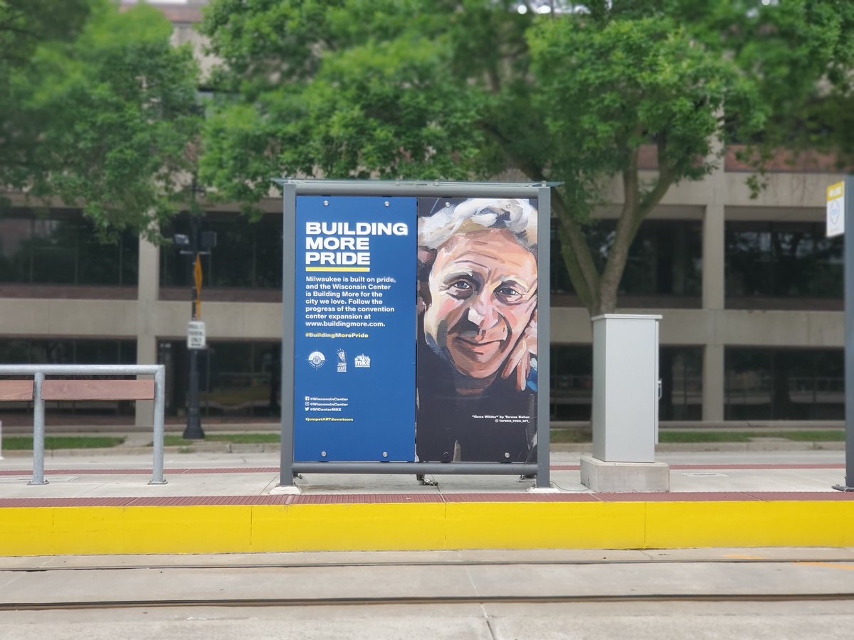 MilwDowntown's tweet photo. Milwaukee is built on pride, and the @WICenterMKE is Building More for the city we love. Now on display at @thehopmke streetcar shelters, Milwaukee legends by local artist Teresa Sahar.
#jumpstARTdowntown
#BuildingMorePride https://t.co/AJOoNUoQNH