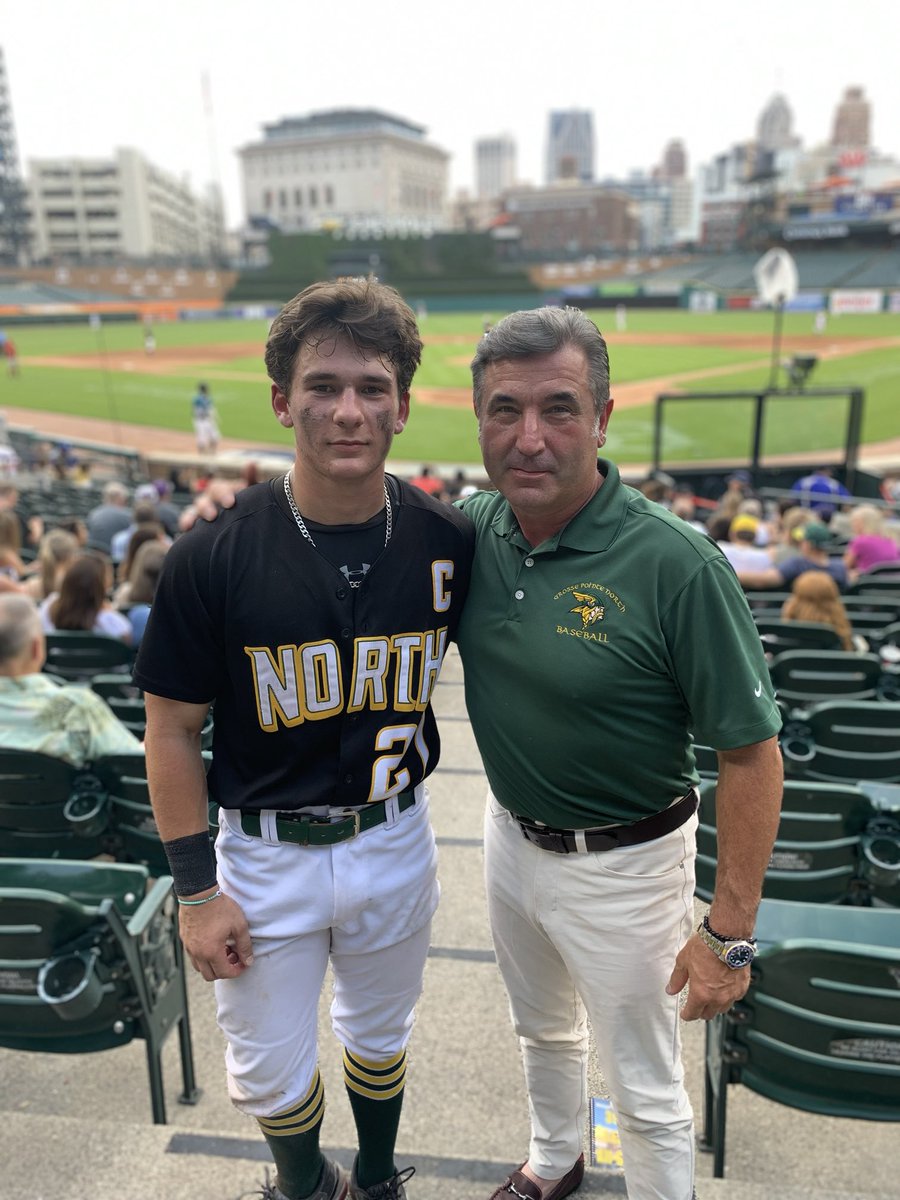 Nic Good and Coach Martin at the East West All Star Classic at Comerica Park. Proud of our 1st Team All State Selection.