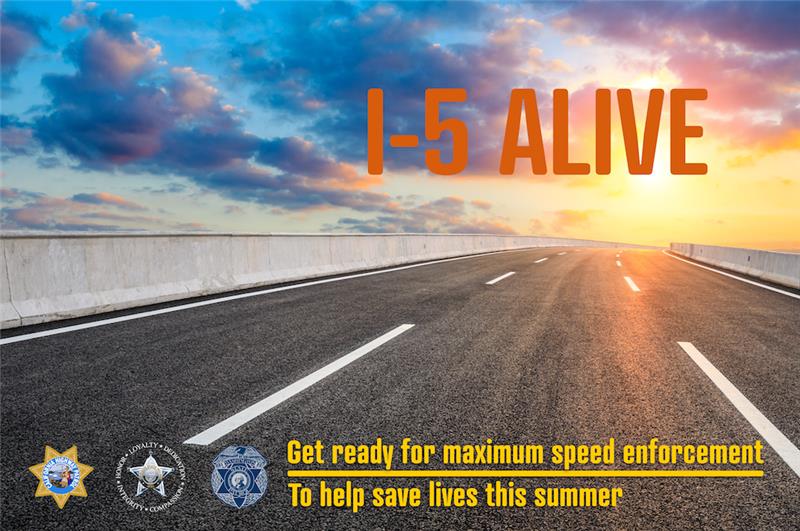 CHP Headquarters on Twitter: "On July 2, state patrol agencies in CA, OR,  and WA will partner for a traffic safety campaign focused on speeding  drivers aptly named, “I-5 Alive.” The coordinated