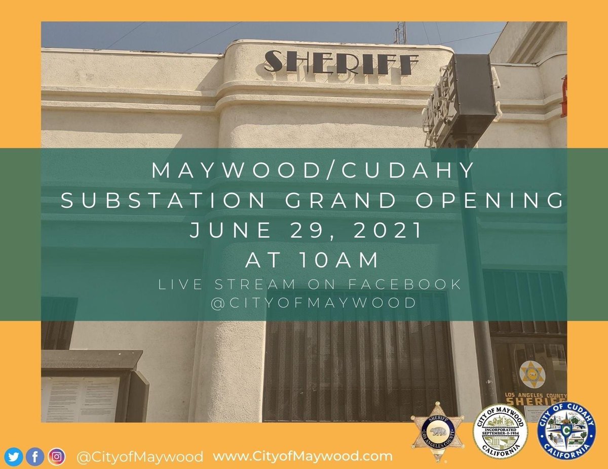 Tomorrow, the City of Maywood will go live via Facebook to unveil the new Maywood/Cudahy Substation at 10am.