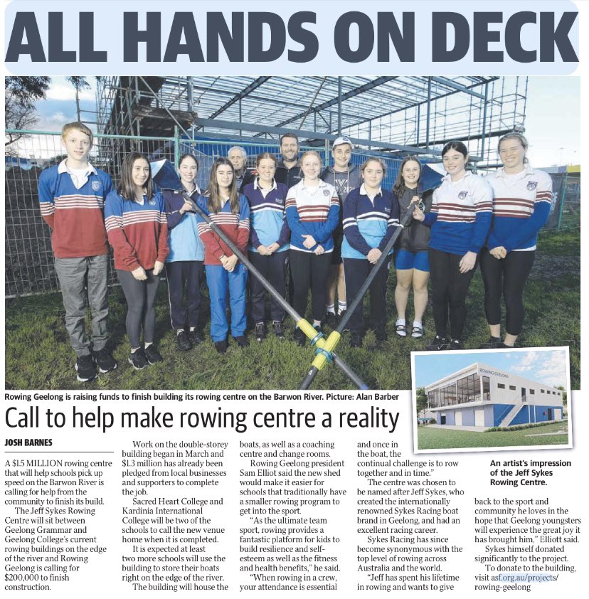 KarenStratHouse's tweet photo. Thanks @geelongaddy for the call out for donations to make the Jeff Sykes Rowing Centre a reality. The Centre will expand school rowing in Geelong, housing schools who do not have their own facility.  In time for the EOFY, tax deductible donations via https://t.co/uwgEZ66MV9  Thx https://t.co/N8WF8udtlW