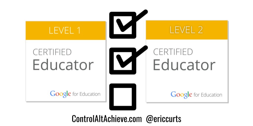ericcurts's tweet image. Skill Checklists for Google Certified Educator Level 1 and 2 controlaltachieve.com/2016/04/google…
#ControlAltAchieve