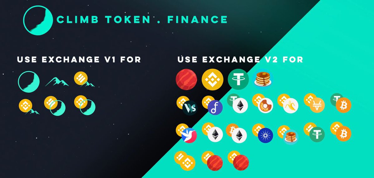 ✅To buy CLIMB MNTN and build LPs (ONLY CLIMB or MNTN) use our exchange v1. 🚫 If the platform does not show you the LP, it is that you built it in the v2 exchange.