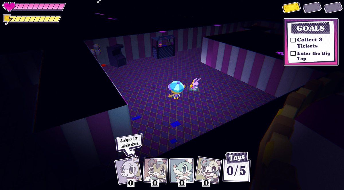 LostCircus2's tweet photo. Here are some changes we made to the UI in the Lost Circus!

🧸Tooltips tell you what toys do!
🛰️Objectives tell you what tasks are left!
🧦Stamina is clearer to read!

#gamedevelopment, #gameUI https://t.co/cv1l6uT5sq