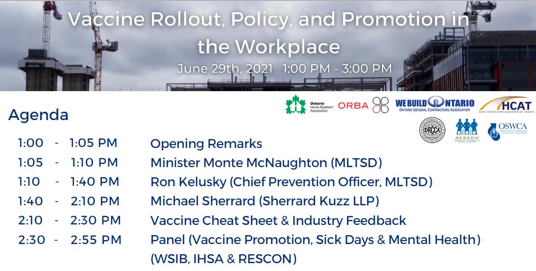 ⚡️⚡️TOMORROW, OHBA members are invited to register and attend a Vaccine Rollout, Policy, and Promotion in the Workplace in partnership with <a href="/_RESCON/">RESCON</a>. Registration link below eventbrite.ca/e/vaccine-roll…