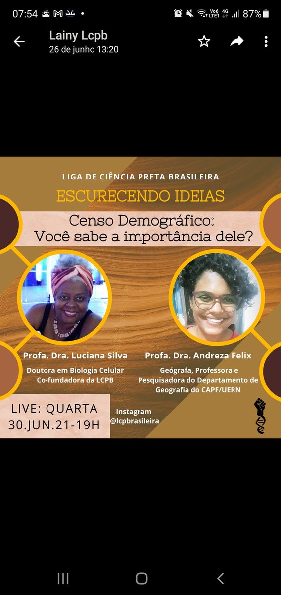 LCPBrasileira's tweet photo. QUARTA 30/06 TEM LIVE DA LIGA PESSOAL!!
Dra. Luciana @luciwitter vai bater um papo com a Dra. Andreza Félix @DzaFelix sobre CENSO DEMOGRÁFICO.
19 hs NÃO PERCA!!!
Cola lá na rede vizinha, aquela coloridinha das fotos sabe?!!
#LCPB #ÉhoradeEmpretecer #EscurecendoIdeias https://t.co/Yy4cLrqspT