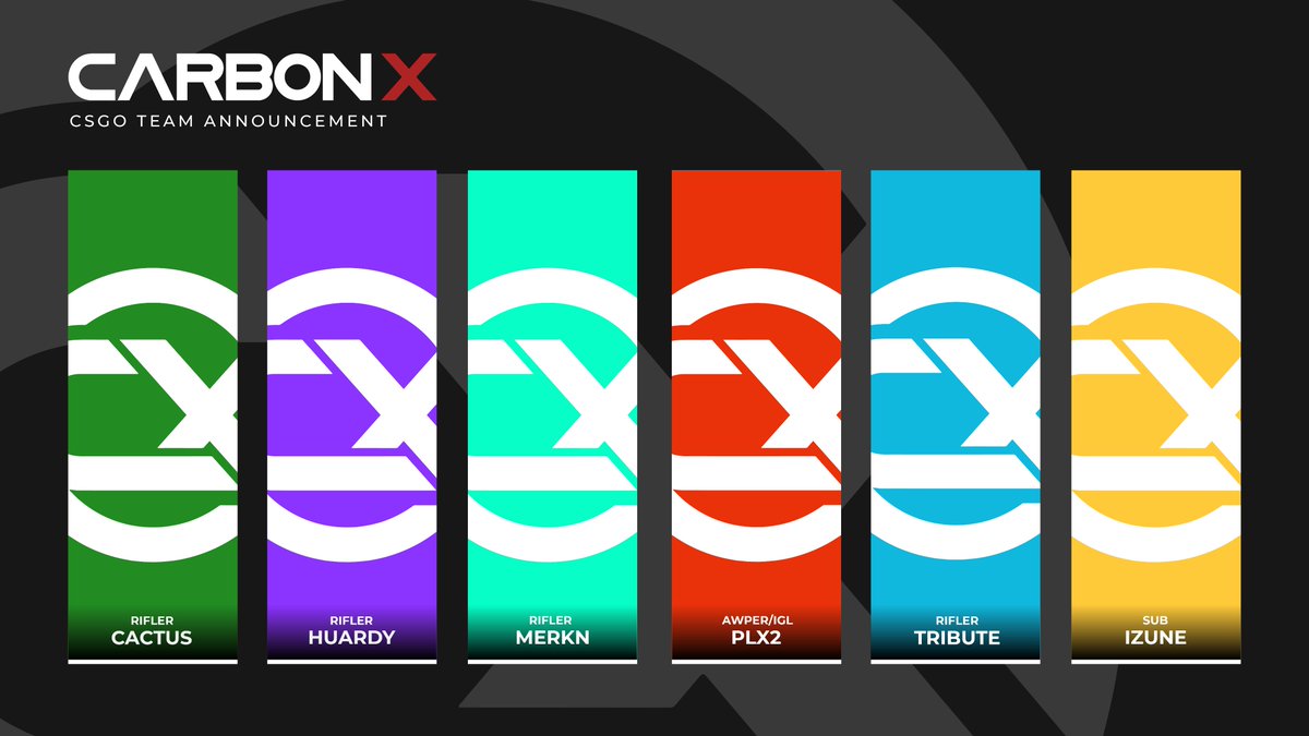 CarbonX Esports is Reborn!

<a href="/ESEA/">ESEA League</a> Main Playoffs + Season 38!

💥<a href="/CACTUS_cs/">CACTUS</a>
💥<a href="/huardy_/">huardy</a>
💥@Merkn110
💥<a href="/plx2_cs/">Ian Jeong</a>
💥<a href="/Tribute_CS/">Tribute</a>
💥<a href="/IzunE_CS/">IzunE</a>

#CarbonX #BecomeKnown
@CSGO | #CSGO | #ESEA