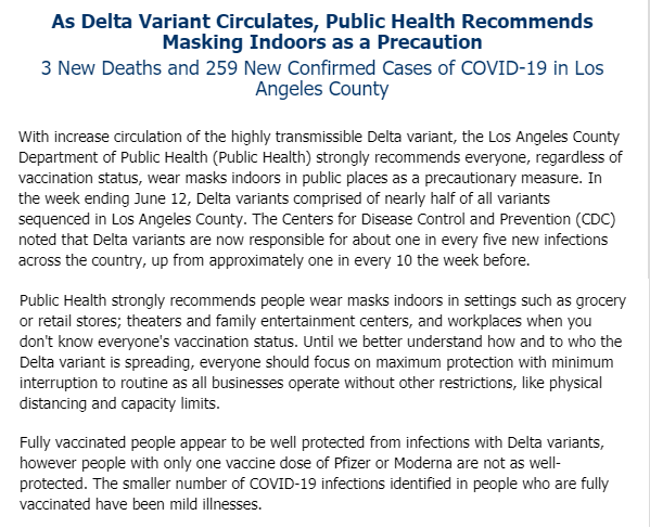 BNOFeed's tweet photo. NEW: Los Angeles County "strongly recommends" everyone, including those who are fully vaccinated, to wear masks indoors due to spread of Delta variant https://t.co/oQkEwdBof2