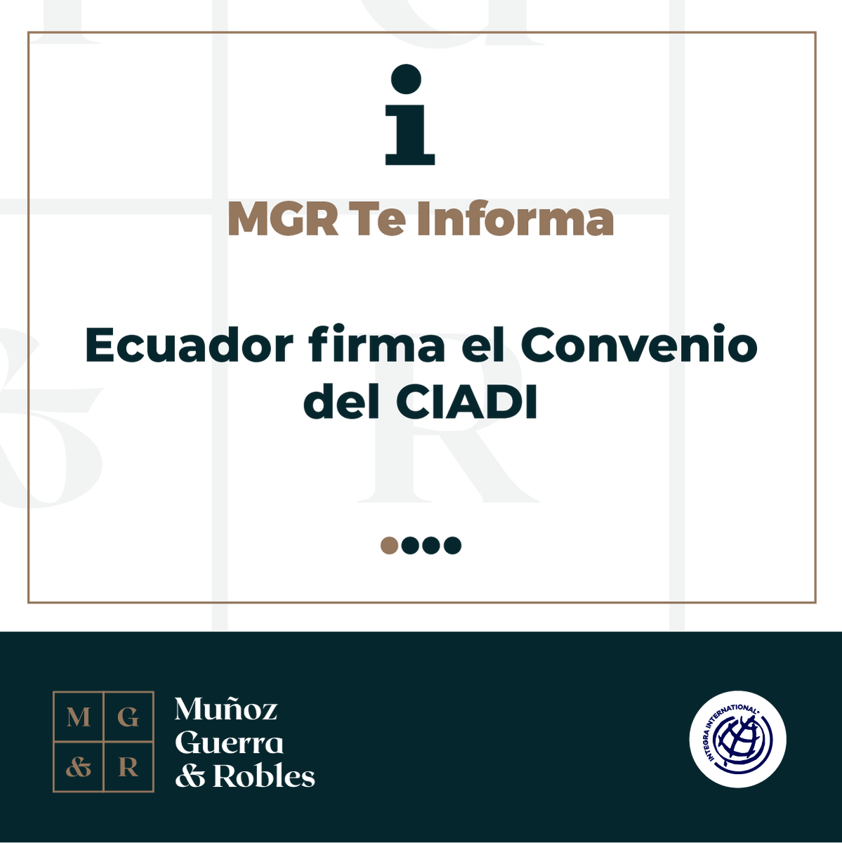 MGR_Ecuador's tweet photo. Nuevo #MGRTip Ecuador se une al Convenio sobre Arreglo de Diferencias Relativas a Inversiones (CIADI). Para más información visita nuestra página https://t.co/ic1OwD3yuR #CIADI #MGRecuador #ecuador #usa https://t.co/P0nWrMMHNZ