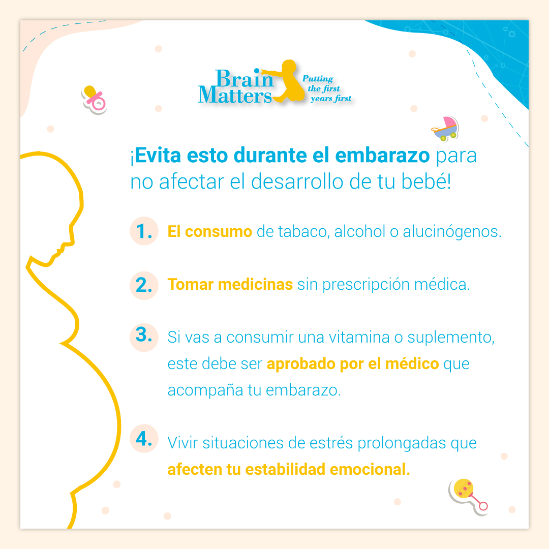 ¡Evita esto durante el embarazo! Hoy te traemos más consejos para cuidar el bienestar de tu bebé en la etapa de gestación. Recuerda que desde el vientre su cerebro se está formando ❤😊