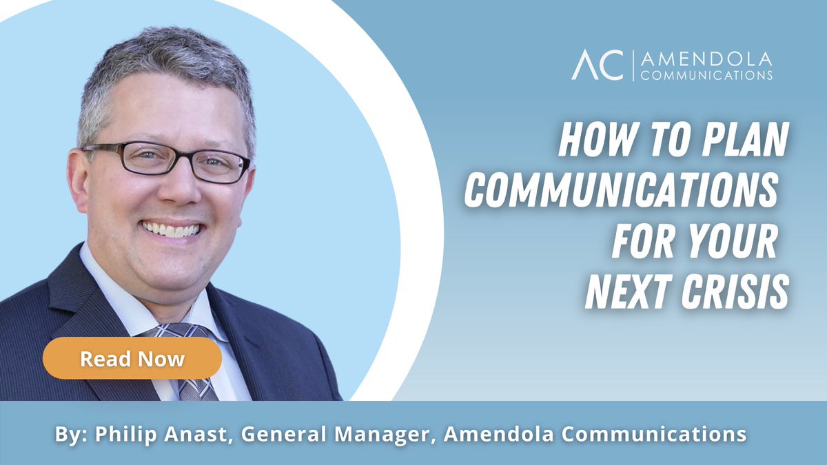 AmendolaComm's tweet photo. The time to plan for a crisis is long before it hits. A well- thought-out crisis plan is designed to help an organization communicate internally and externally with clear, succinct, and timely direction. Read more ➡️ https://t.co/HQz3zspBsM I #CrisisManagement #AmendolaBlog https://t.co/O3wPA9SsoS