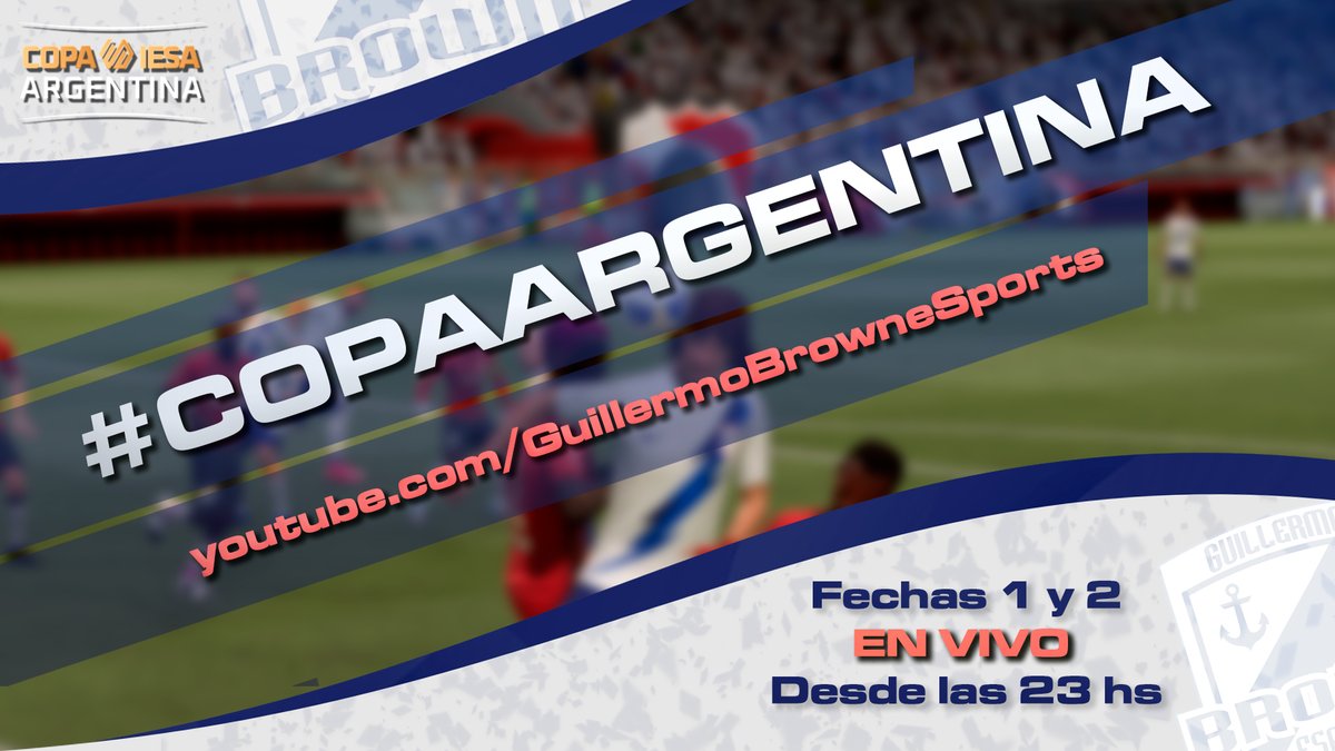 ¡Vuelve a rodar el fútbol! 

Inicia la Copa Argentina de <a href="/IESAFIFAar/">IESA Argentina</a> y debutamos frente a:

⌚️23.00 - @VSC_eSPORTS - Guillermo Brown
⌚️23.30 - <a href="/IND_MDQ/">Independiente MDQ eSports</a> - Guillermo Brown

Vivilo en: youtube.com/GuillermoBrown…