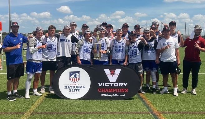 phillylacrosse's tweet photo. Duke's Young Guns defeats friendly rival Duke's Elite to claim 2023 AA crown at @Victory_Events Liberty National Classic - https://t.co/AJeNAIH6t7 https://t.co/Mm3wjuEoDZ