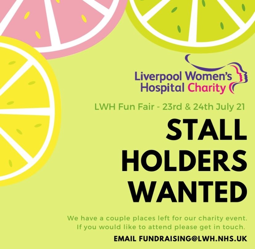 We have a couple of spots available for food stalls/vans, an ice cream van, a face painter and children's entertainment activities for our <a href="/LWHCharity/">Liverpool Women's Hospital Charity</a>

Please message us or email fundraising@lwh.nhs.uk