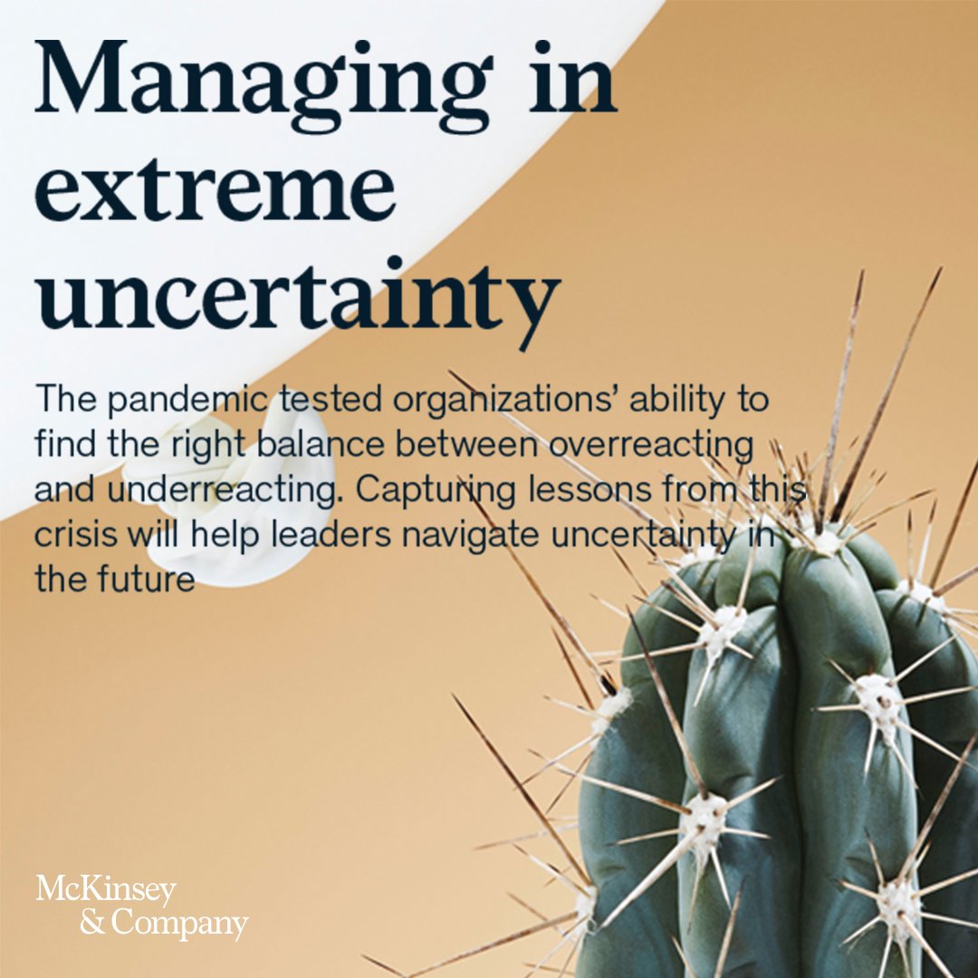 McKinsey's tweet photo. Both the human brain and management systems have a difficult time dealing with the information instability and extreme uncertainty that characterize crises. Learn more about how to navigate and build resilience in your organization: https://t.co/wuunAsYQOA