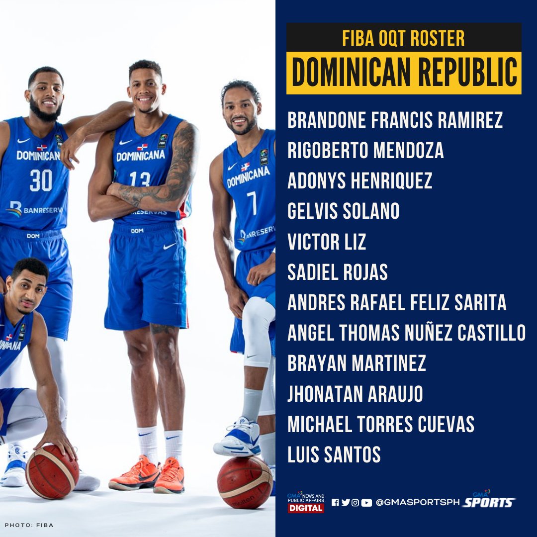 Here is the final roster of Dominican Republic for the FIBA Olympic  Qualifying Tournament! Gilas Pilipinas will face Dominican Republic on July  2 at 2:30 am (Manila Time). #FIBAOQT #LabanPilipinas READ:  https://t.co/y1kgM4lqar