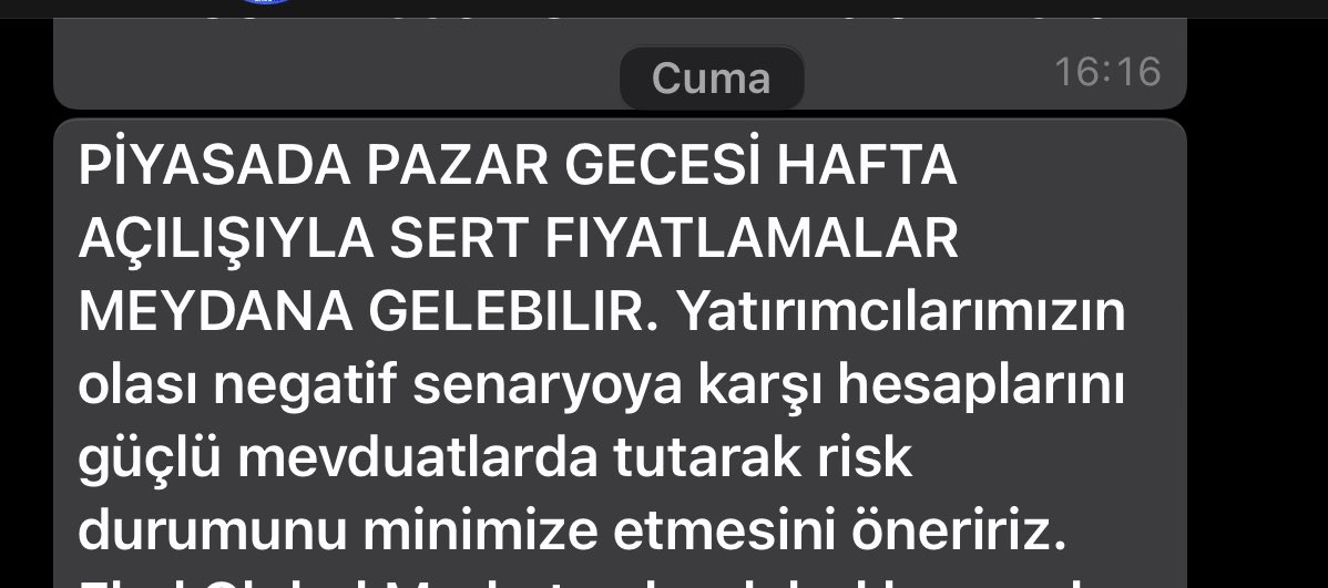 Pazartesi olacakların cuma kapanış öncesi haberini almıştık.
Yine umursamaz tarafımıza geldi #akbnk #garan #thyoa #krdmd #ASELS #bist #borsa #turex #YKBNK #halkb #ekgyo #VAKBN #otkar #turex #ozbal