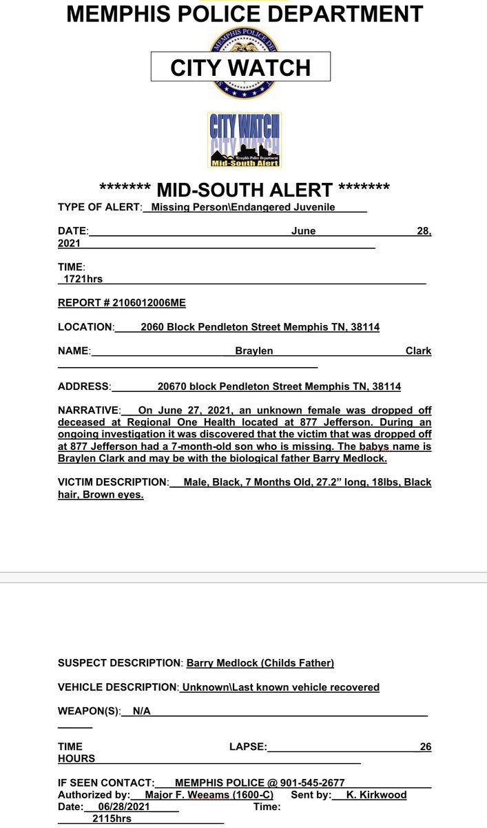 MEM_PoliceDept's tweet image. If you know the whereabouts of Barry Medlock or Braylen Clark or you have seen them, call the police immediately.