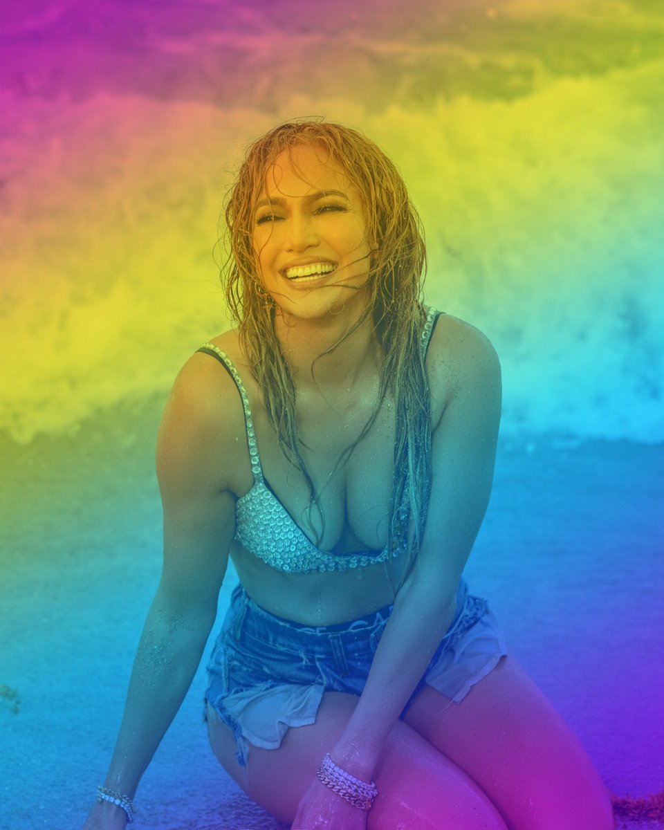 JLo's tweet photo. Happy International Pride Day to all my #JLovers that are part of the LGBTQIA+ community! You are strength … you are love … you are strong … you are perfect … #LoveMakesTheWorldGoRound 

🌈 ❤️🧡💛💚💙 🌈 https://t.co/VhNm8kbICV