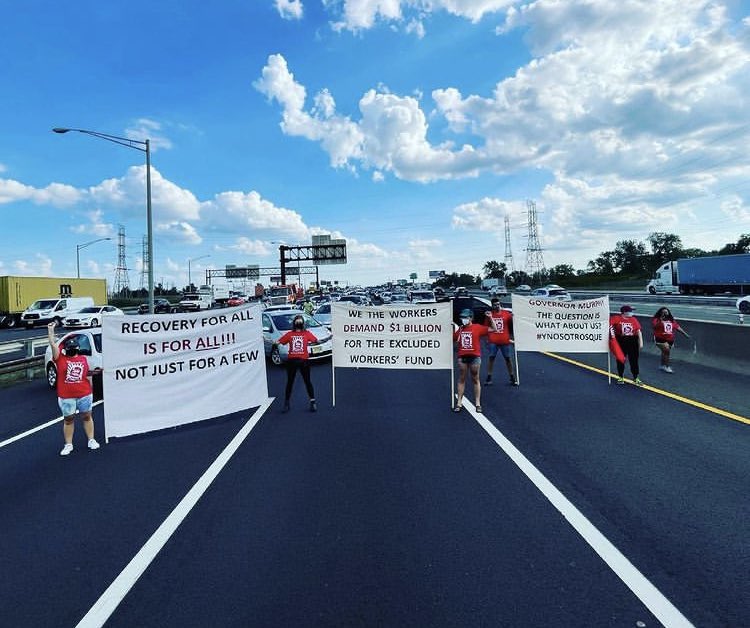 Sending my solidarity with the activists that shut down the NJ Turnpike today to tell @GovMurphy that merely $96 as the only COVID-19 stimulus for each excluded worker in this state is crumbs. Let me be clear: I will always stand with the immigrant community. #YNosotrosQue ???