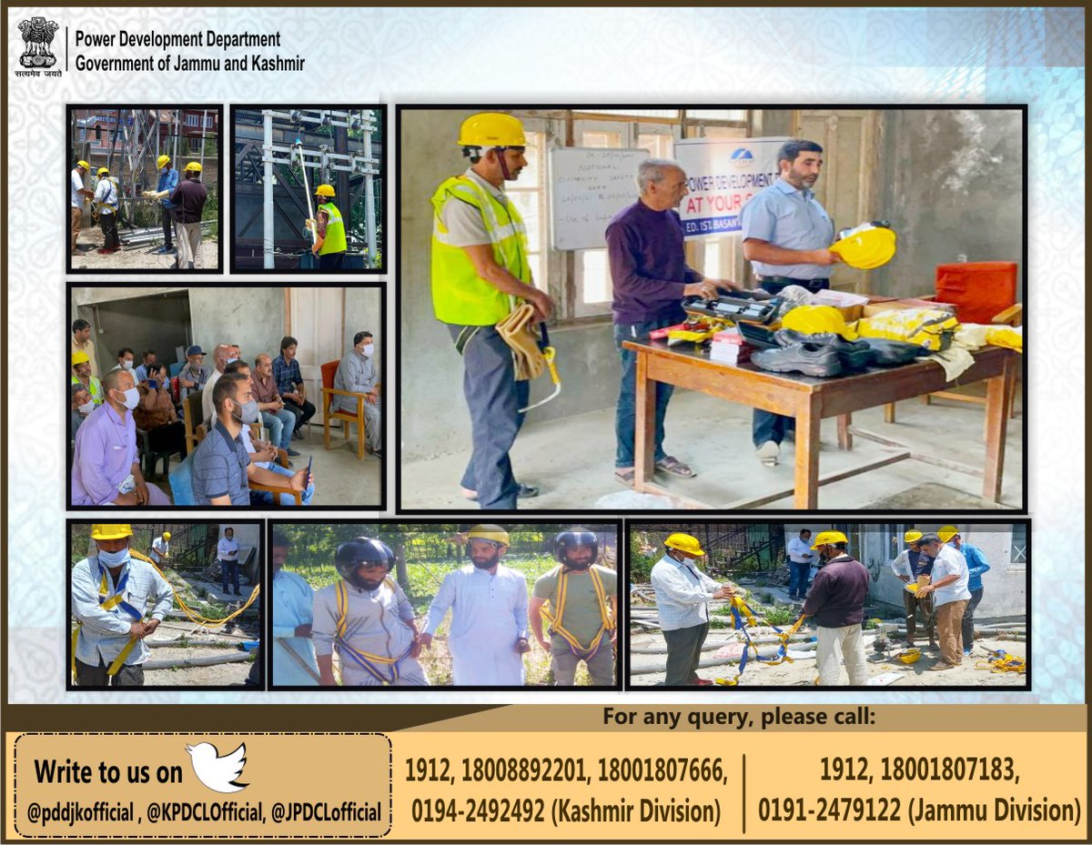 Power Development Department, J&K (@pddjkofficial) on Twitter photo We understand the importance of Safety.
To ensure better safety for our staff, mock drills being conducted to sensitise field workers to use safety equipments & other safety devices.
<a href="/kansalrohit69/">Rohit Kansal</a> @KPDCLOfficial <a href="/JPDCLofficial/">Jammu Power DISCOM</a> <a href="/ChiefJammu/">Chief Engineer Distribution, JPDCL Jammu</a> <a href="/cekpdcl/">CHIEF ENGINEER, DISTRIBUTION, KPDCL(PDD)</a> We understand the importance of Safety.
To ensure better safety for our staff, mock drills being conducted to sensitise field workers to use safety equipments & other safety devices.
<a href="/kansalrohit69/">Rohit Kansal</a> @KPDCLOfficial <a href="/JPDCLofficial/">Jammu Power DISCOM</a> <a href="/ChiefJammu/">Chief Engineer Distribution, JPDCL Jammu</a> <a href="/cekpdcl/">CHIEF ENGINEER, DISTRIBUTION, KPDCL(PDD)</a>