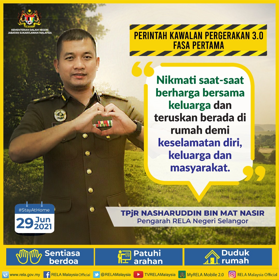 𝙆𝙀𝙈𝙋𝙀𝙉 𝙆𝙀𝙎𝙀𝘿𝘼𝙍𝘼𝙉 :
(Perintah Kawalan Pergerakan 3.0 Fasa Pertama)
- Nikmati Saat Berharga Bersama Keluarga
<a href="/KDNPUTRAJAYA/">KDN🇲🇾</a> <a href="/dhzhamzah/">Hamzah</a> <a href="/IsmailSaid087/">DS Dr. Ismail Mohamed Said</a> <a href="/wandahlan/">Wan Ahmad Dahlan</a> <a href="/yahyakgc/">Yahya Sulaiman</a> <a href="/SazaliZin/">Mohd Sazali Mohd Zin</a>