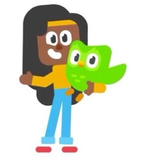Bea from Duolingo with straight hair.