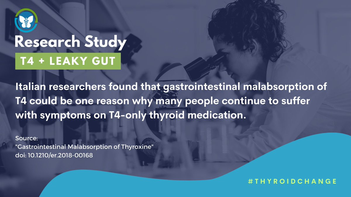 Great study from Italian researchers in 2019. They noted that one reason why a significant number of #thyroid patients fail to show response to T4-only medication (e.g. levothyroxine) was due to malabsorption issues. Full study here: doi.org/10.1210/er.201… #UniteForChange