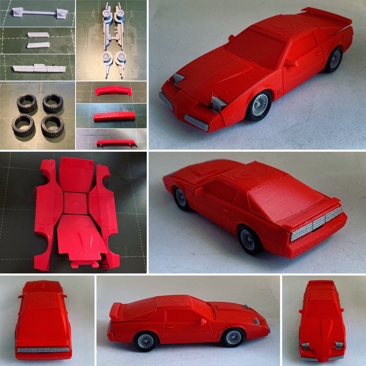 MakerWiz's tweet photo. Foldable Pontiac Firebird Trans AM 1982 #3dmodel @fab_365 #3dprinter @josefprusa #3dprinting @makerwiz #pla #lipstickred #galaxysilver #jetblack @prusament #foldable #pontiac #firebird #transam #printinplace #4dprinting #makersgonnamake https://t.co/nkyzB4Ex7r