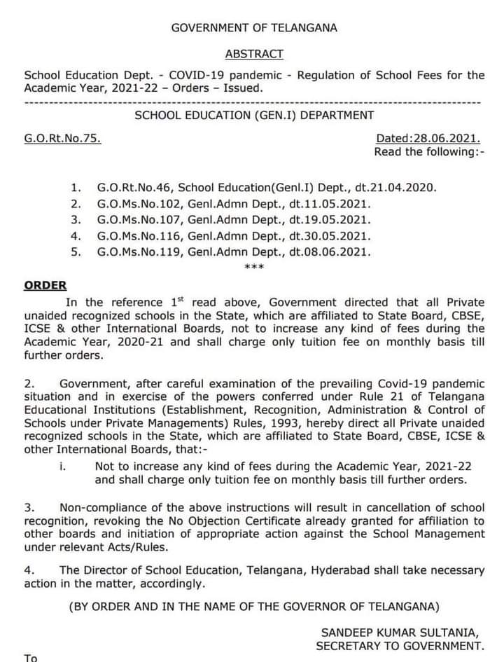 ParentsAOI's tweet photo. Thank you @KTRTRS Sir for GO. 
Hope other states are taking a cue here as well
@PMOIndia 
@Minister_Edu 
@UpriseIn 
#educationisnotabusiness
#stopschoolfee
@TelanganaCMO 
@TOIHyderabad 
@TelanganaToday https://t.co/T40Z5qRSUW