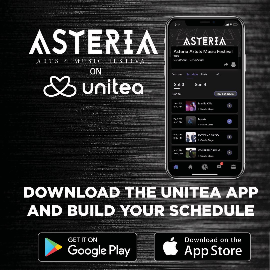 We've got sneak peek at the Asteria schedule👀
Check out <a href="/AsteriaAMF/">Asteria Arts & Music Festival</a> on Unitea to build your custom schedule, redeem artist rewards, and join the Asteria Crew Chat for festival updates and surprises!🥳  #Unitea #UniteaMusic