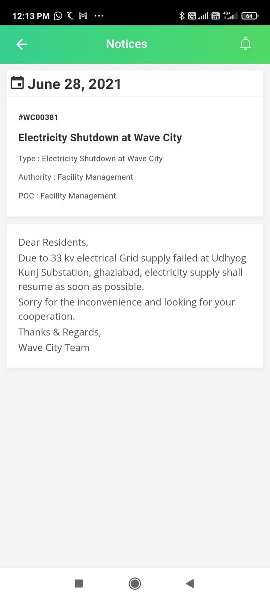 deepmca's tweet image. I am living in Wave City Ghaziabad NH-9
Just want to check what kind of grid you are using. Kindly have a look on screenshot shared by wave City facility management, let me know why you are not able to provide uninterrupted supply? @ptshrikant @UPGovt @myogiadityanath @PMOIndia