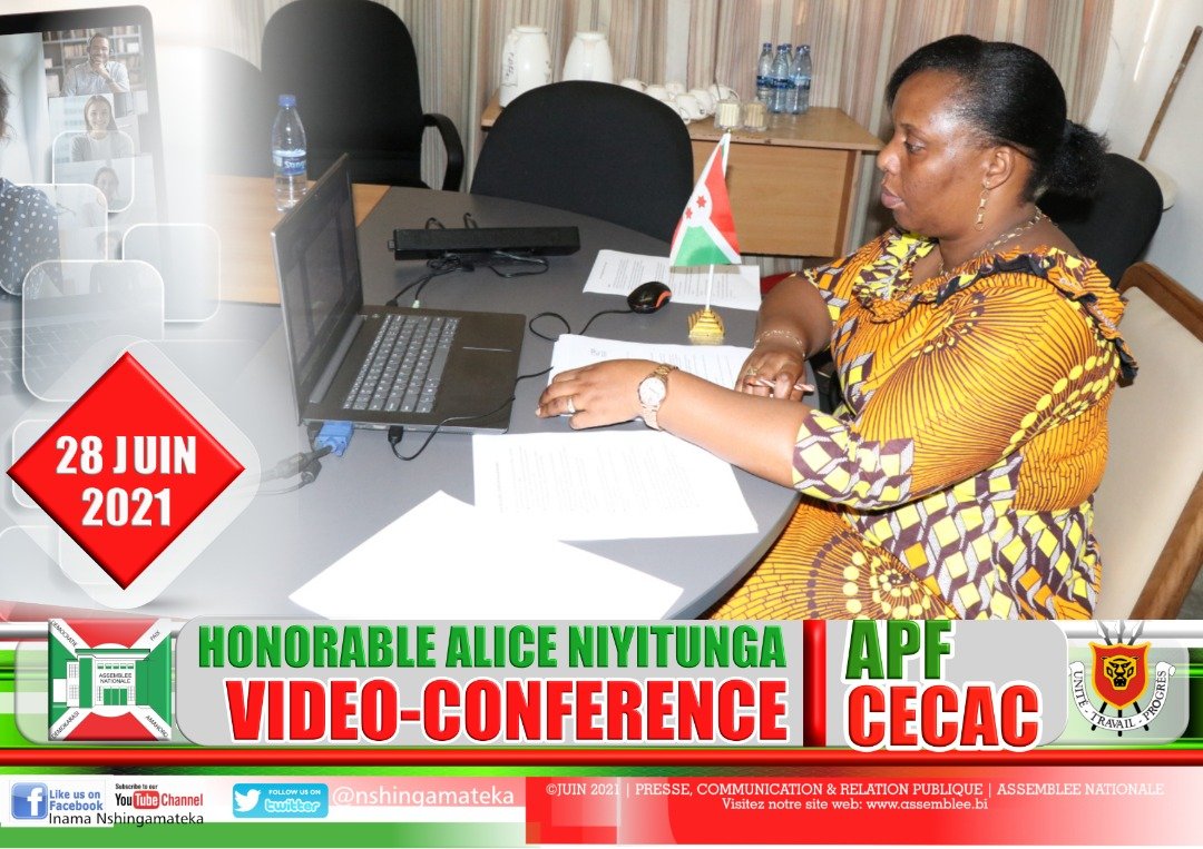 nshingamateka's tweet photo. Honorable Alice Niyitunga, députée membre de la délégation #Burundi-aise #APF (Assemblée Parlementaire de la Francophonie) a participé hier après-midi à la visio-conférence de la Commission de l’Education, de la Communication & des Affaires Culturelles (#CECAC). @mincotim @MESRS4 https://t.co/iH6am8k1oE