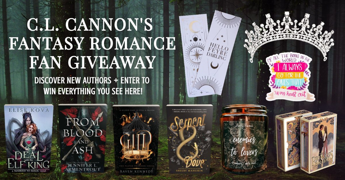 CLCannonAuthor's tweet photo. Like a little💋#Romance with your🏰#Fantasy? Itching to wear a crown?👑
Enter➡️ https://t.co/6xZ0Vxo2ja

#Win #ADealWithTheElfking, #FromBloodAndAsh, #Gild, #SerpentAndDove, +#EnemiesToLovers candle, #PrincessBride cards, crown, &amp; #SJM bookmark!
#fantasyromance #bookish #giveaway https://t.co/ztiaON1pTL