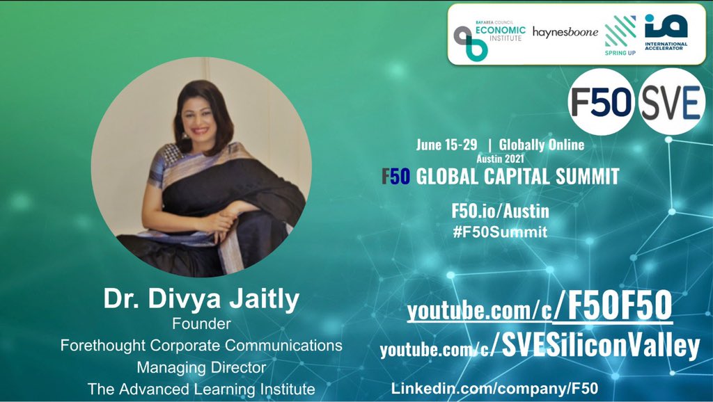 divyajaitly1's tweet photo. Proud to be representing #India at the F50 Global Summit today.Looking forward to exchanging views on “global opportunities for investors, startup in India growth story”
#f50 #global #startups #Entrepreneurs #Growth #Discussion #Roundtable #BayArea #askdivyajaitly #ProudIndian https://t.co/YIRgUbJWWp