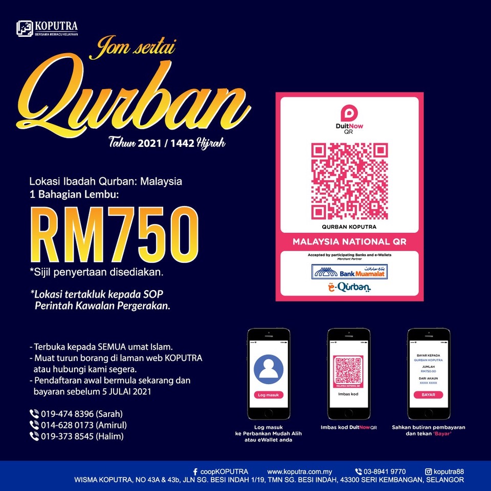 Bank Muamalat Malaysia Berhad 6175 W على تويتر Raikan Hari Raya Korban Tahun Ini Dengan Semangat Memberi Dan Berkongsi Dengan Mereka Yang Memerlukan Layari Https T Co Mqfagjvmxe Atau Hubungi Pegawai Di Nombor Yang Tertera Untuk