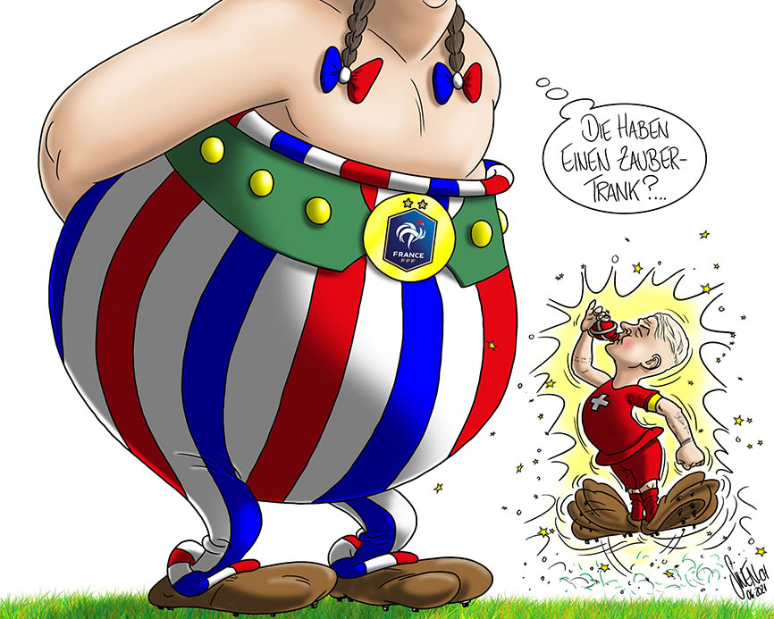 Heierle's tweet photo. 🥰Herzliche Gratulation an die Nati 💝
🥰 Unglaubliche Leistung💝
🥰 Danke für die Beleuchtung am Eiffelturm💝
🥰 Danke @swencartoon, für das tolle Bild 💝 

🥰Weiter so, @nati_sfv_asf 💝

©️ Silvan Wegmann / Cartoons made in Switzerland https://t.co/Tx2nJWQVAA