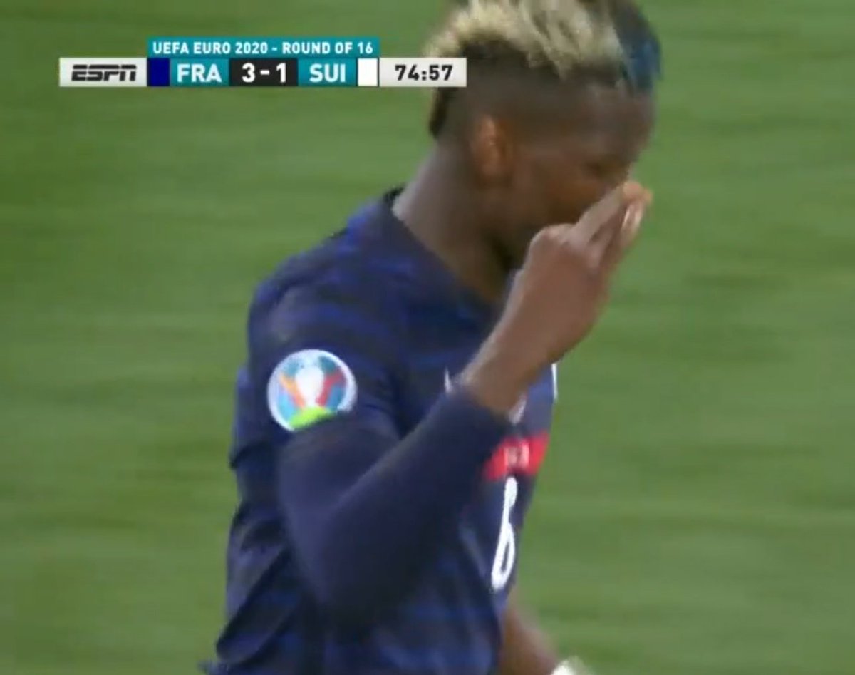NotsoBore's tweet photo. Pogba taking out all his celebrations knowing he's gotta go back to United😂 #FRASUI #EURO2020 https://t.co/GMiav9jbWT