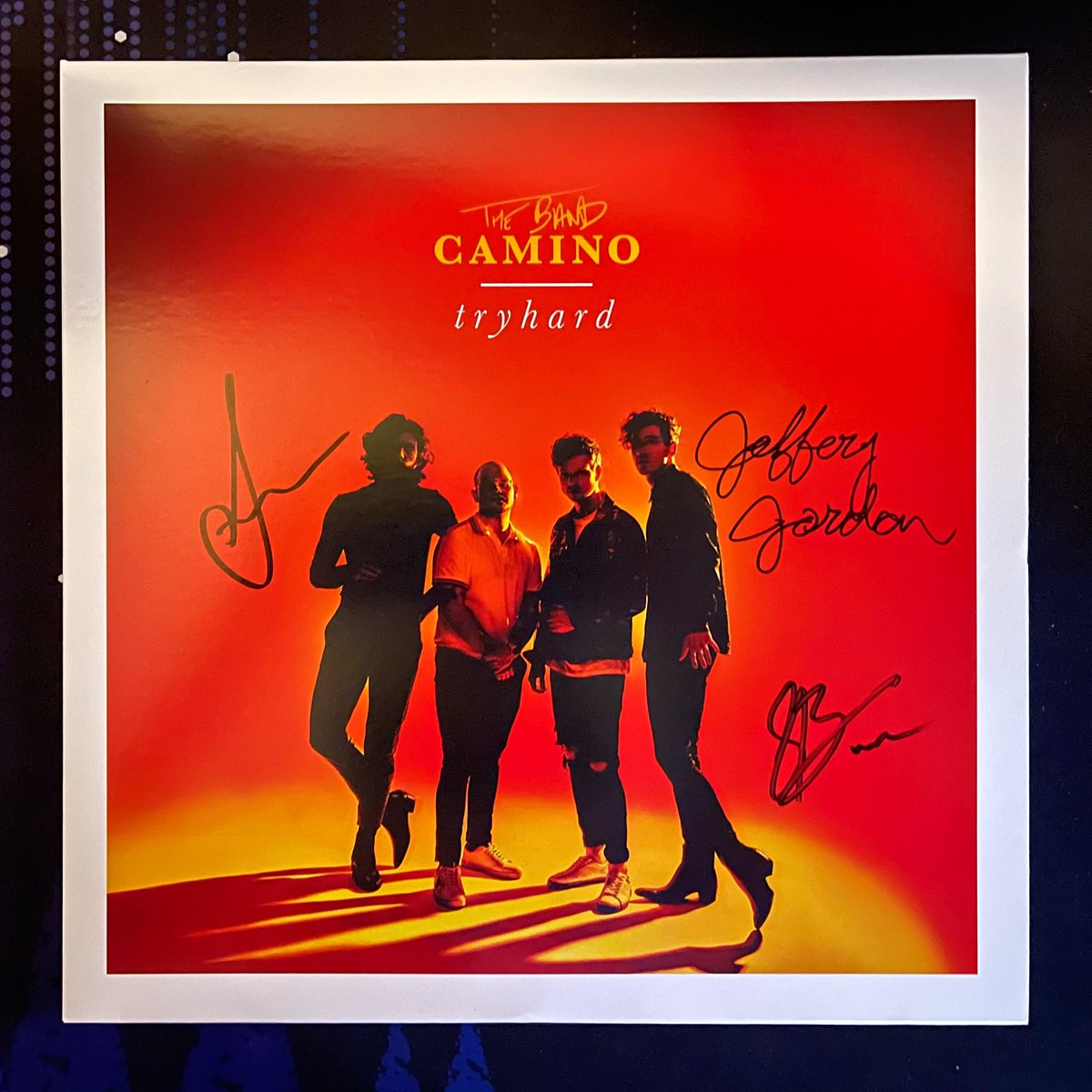 Legit. Thanks #thebandcamino!🤘#tryhard #vinyl #autographed #favealbum