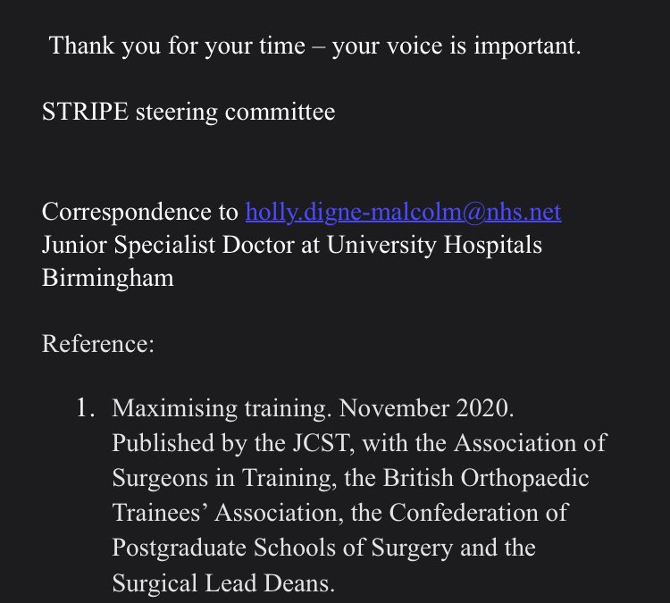 **STRIPE Study: Optimising Surgical TRaining In a Post COVID Era** 
Surgical trainees! What do you think about training and rota commitments? We want to hear your thoughts as we come out of the pandemic and start to manage the backlog of cases.  forms.gle/d7c3nDf4Y5ops7…