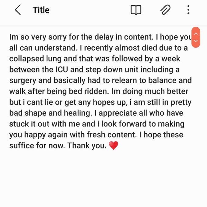 I apologize for vanishing but i pretty much almost died. Healing still but making content as i can. Thank<a href="/tag/bigdick"class="tags"><span>#bigdick</span></a><a href="/tag/adultwork"class="tags"><span>#adultwork</span></a><a href="/tag/nsfw"class="tags"><span>#nsfw</span></a><a href="/tag/bigcock"class="tags"><span>#bigcock</span></a><a href="/tag/horsecock"class="tags"><span>#horsecock</span></a>