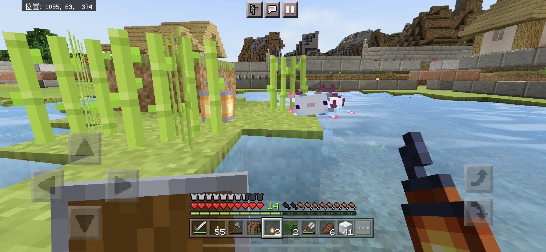 緋炉 F 家立てている間の休憩 癒されました 猫 が4匹増え ウーパールーパーの池にランタンを置き ベッド用羊毛の為に羊を繁殖させ いつの間にか羊の子羊3匹連れ親子が 猫もウーパールーパーもほんとに癒される かわいいw マイクラ マイン