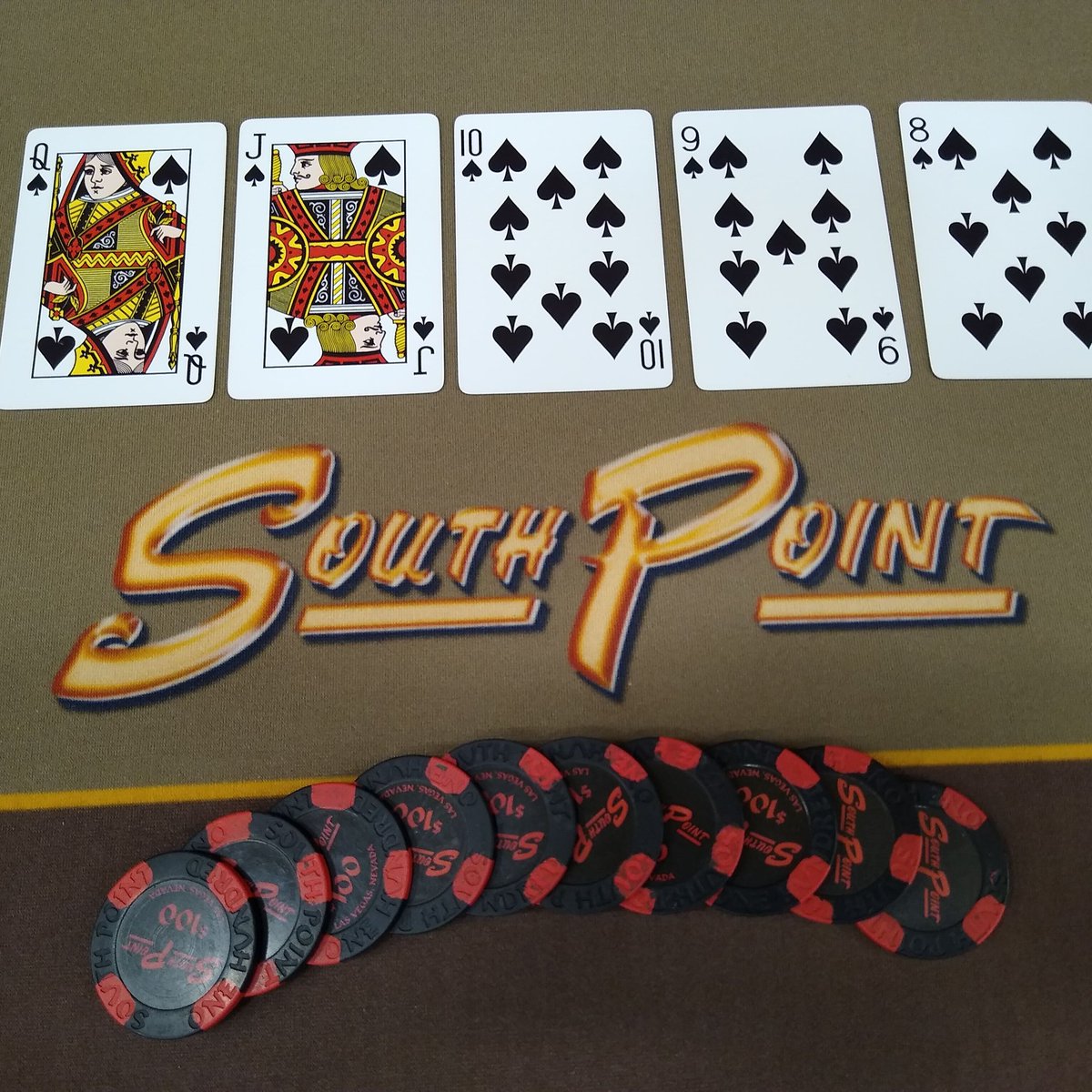 SPPokr's tweet photo. This is how you turn a hand into a GRAND!!!
Congratulations to Jeff W for making a queen high straight flush of spades during our June Flush Rush promotion!
#freemoney #bestpokerroomvegas #flushrush @SPPokr @southpointlv https://t.co/QhEpXqKvtc