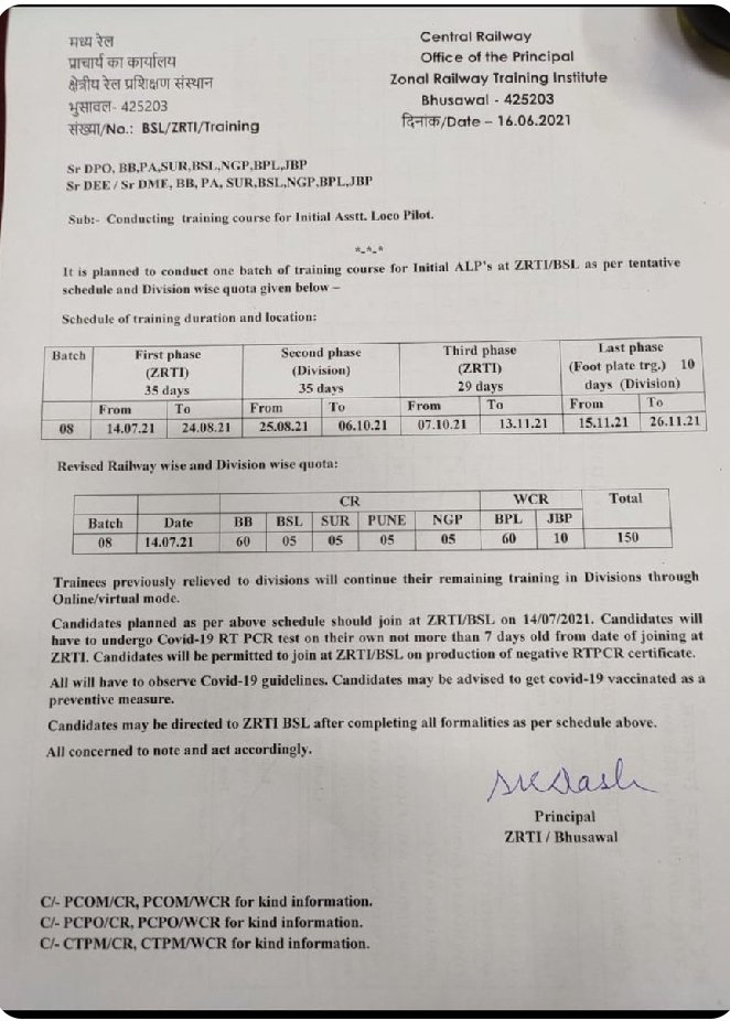 radheshyammala8's tweet photo. महोदय,
2 साल के लंबे इंतज़ार के बाद हम ALP Candidates को ZRTI भुसावल से ट्रेनिंग Sechdule मिला है l पर अब हमे ट्रेनिंग पर भेजने की बजाये Bhopal Division के उच्च अधिकारी हमे Vacancy ना होने का हवाला दे रहे हैं l
@BhopalDivision
@PiyushGoyal
@wc_railway
@RailMinIndia
@cpowcr_cpo https://t.co/h3LAy0w7IB