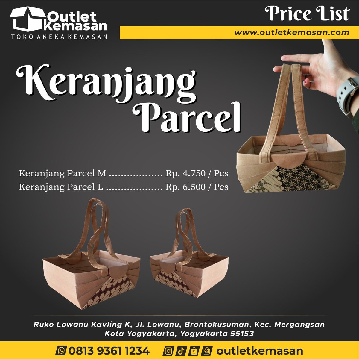 outletkemasan's tweet photo. READY STOK...
KERANJANG PARCEL

Mau Apapun kemasan favoritmu ada semua kok di @outletkemasan 

More info hub : 
CS kemasan plastik https://t.co/Ra9cpQf3nZ

CS kemasan outlet https://t.co/3uuVdp1qYS

#kemasanpolos #kemasancustom #kemasanmurah #kemasanjogja #readystok https://t.co/eikVwdZIEJ