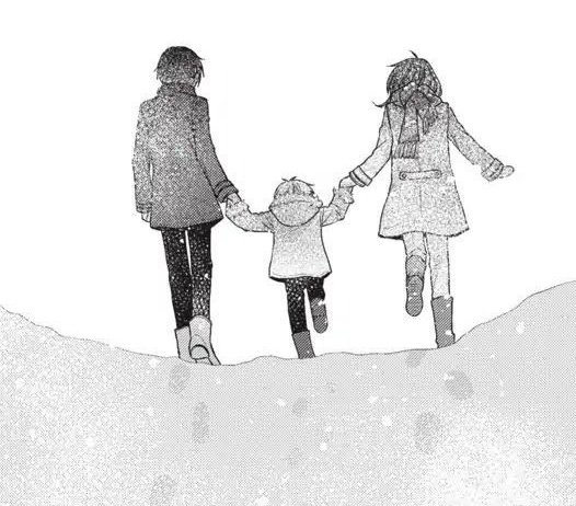 OH MY GOD. YUKI AND MACHI MADE IT A FAMILY TRADITION TO MAKE TRAILS OF FOOTPRINTS IN THE SNOW 
