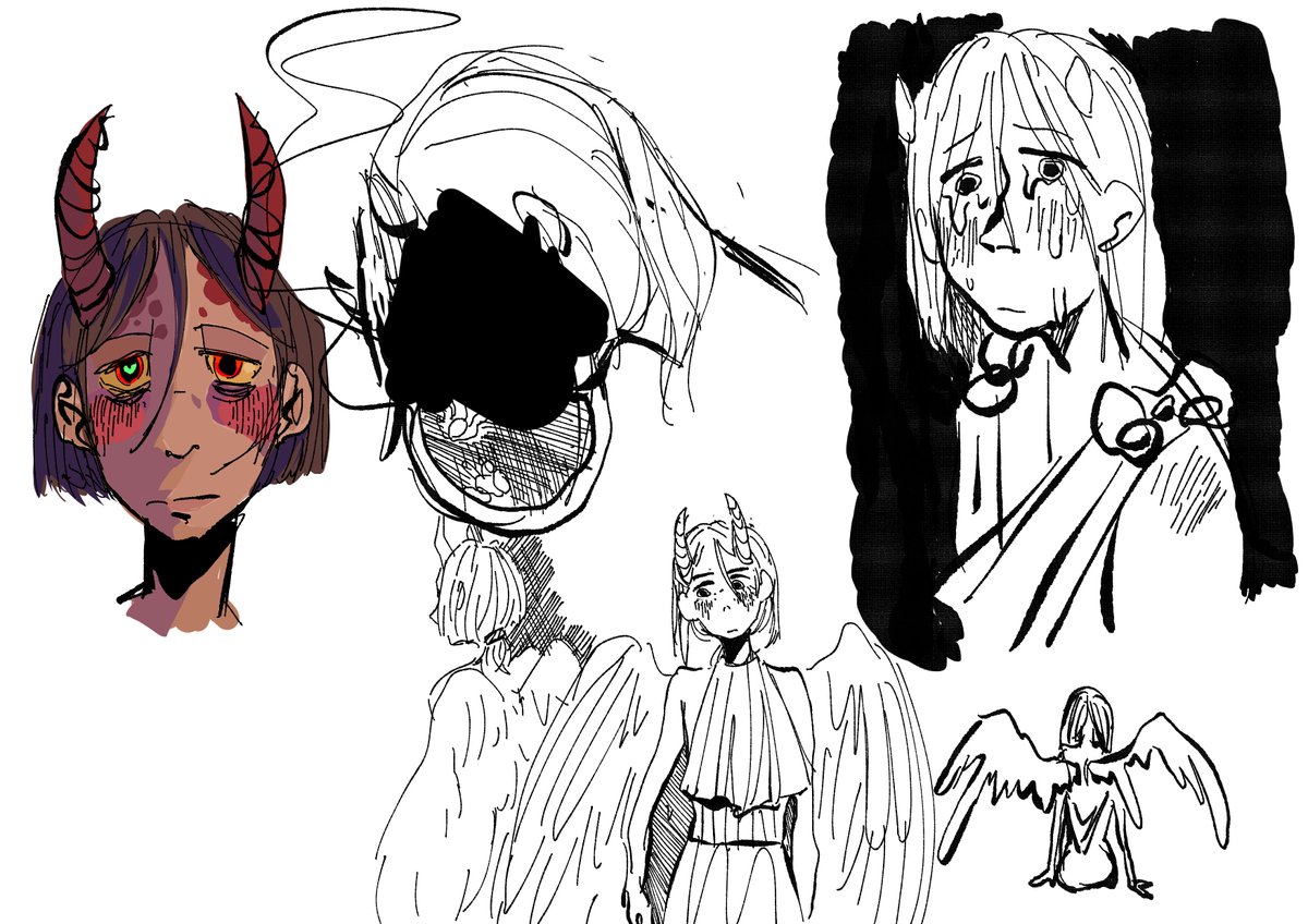 i have two finals tomorrow but instead of studying or doing homework i drew a fallen angel