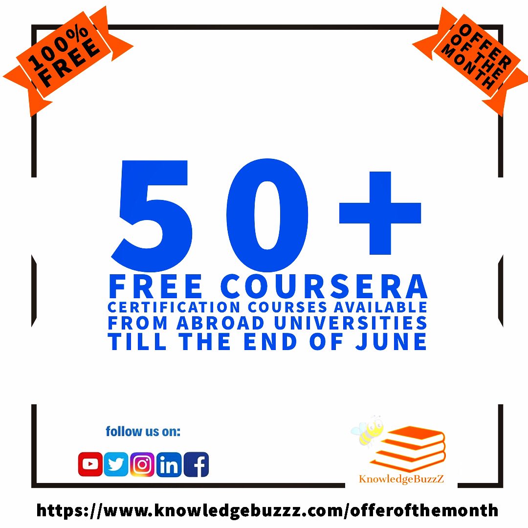 BuzzzKnowledge's tweet photo. #offerofthemonth 

Link: https://t.co/F1d74NnCox

#knowledgebuzzz #tuesdaymotivations #tuesdayvibe #coursera #freecertificate #freeeducation #changemaker #finance #design #psychology #physiology #novelwriting #poetry #publichealth #health #globalhealth #nursing #dieseas #free https://t.co/pNpKA0DzSv