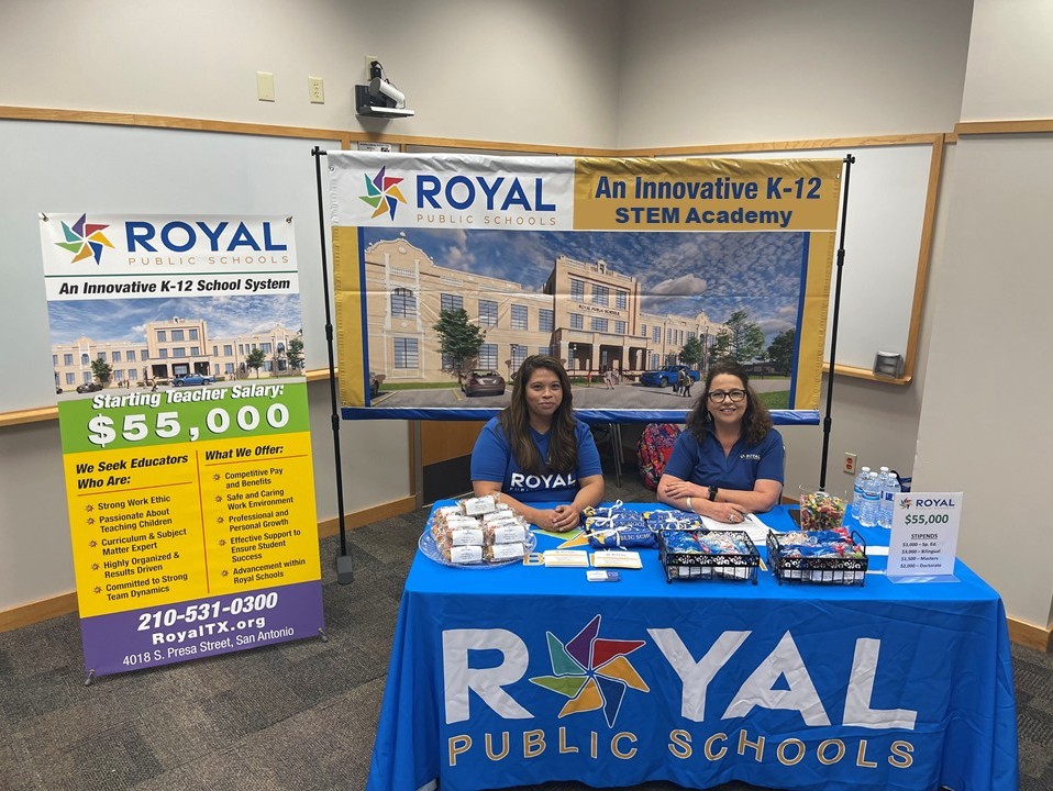 HIRING NOW! We are here this morning at Education Service Center, Region 20 Charter School Job Fair. Stop by our table to learn more about Royal Public Schools.